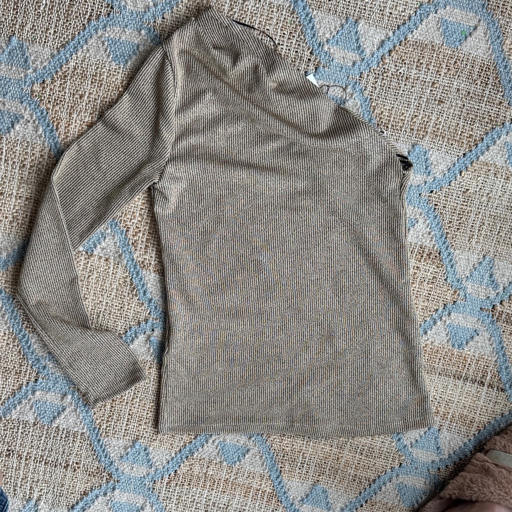Zara Olive Ribbed Crew Neck Top